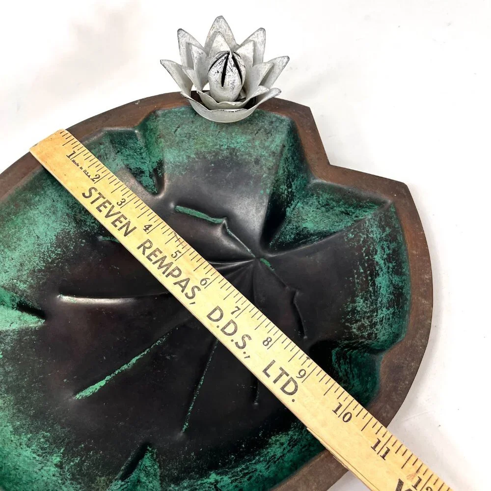 Achla Designs Copper Birdbath Lily Pad White Flower Lotus Blossom Bird Feeder